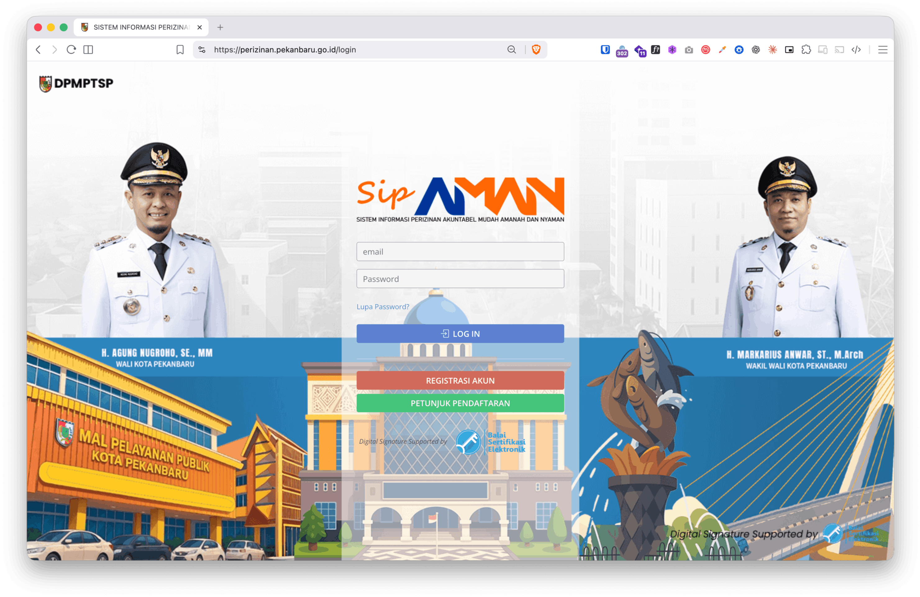 Halaman Login SIP AMAN
